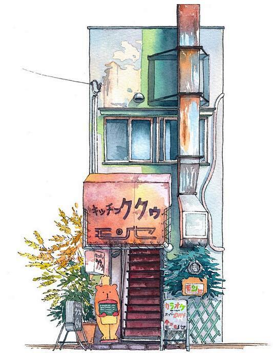 日本动画师mateuszurbanowicz用彩铅描绘的东京街头