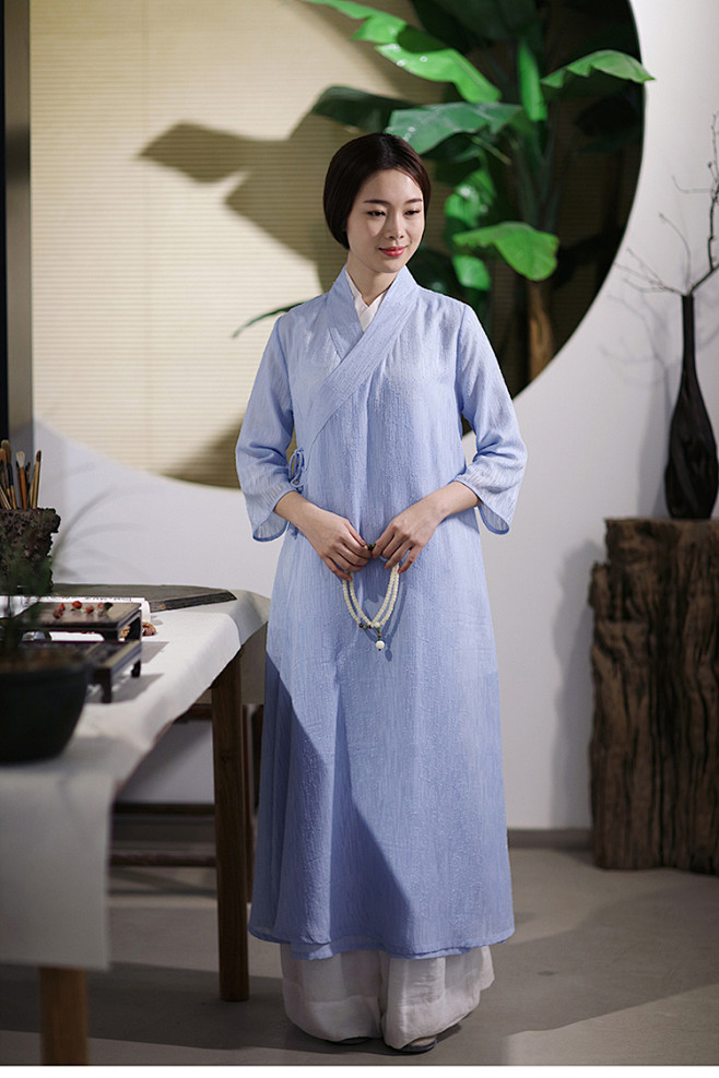 简约禅意交领汉服香道禅茶古琴汉服禅修服仙女范中式长袍汉服淘宝网