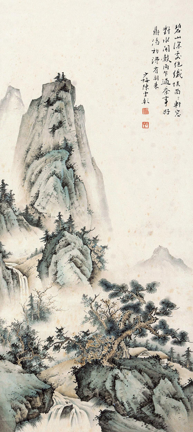 陈少梅山水人物立轴纸本作品欣赏