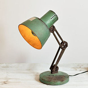 vintage老旧货国外70年代老台灯瑕疵品灯罩有裂