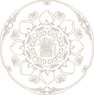 福禄寿喜线稿矢量图