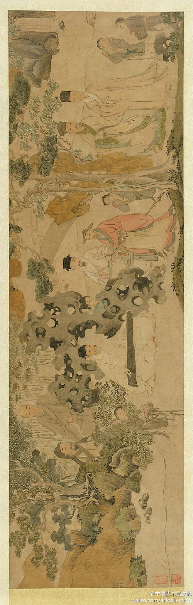 松江画派#【 明 董其昌 《聚贤听琴图.