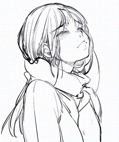手绘插画原稿线稿黑白稿萌美少女二次元