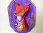 Ooak Spun Cotton Fox with Basket Of Eggs Wall Art : Florence the Fox is in the coop again... No shame.  Florence was created by a process of hand spinning cotton over a wire armature. He was the