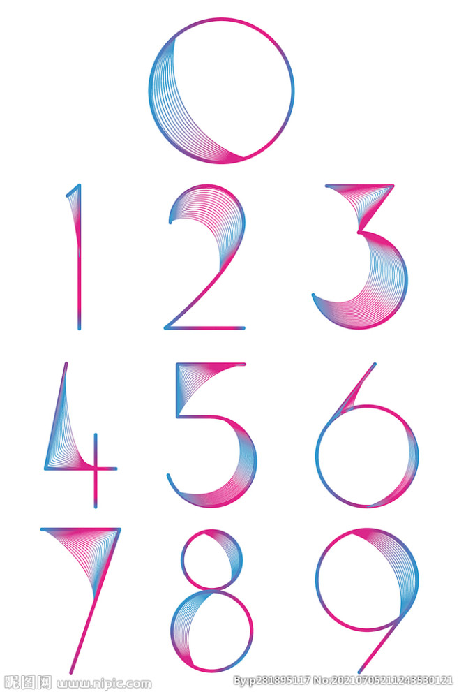 渐变七彩阿拉伯数字