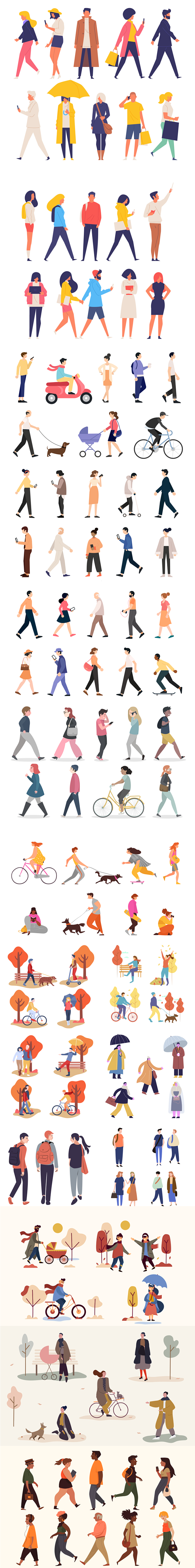 上班族日常招聘生活扁平卡通人物手绘约会矢量插画ai设计素材公园