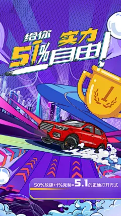 汽车51劳动节创意手绘手机海报