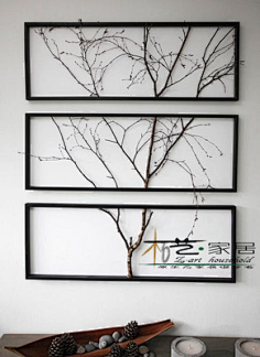 柘艺家居-原生态树枝挂画框客厅软装饰墙面挂画创意定制树枝挂画-淘宝