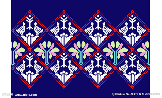 广西少数民族壮锦图案图样矢量图