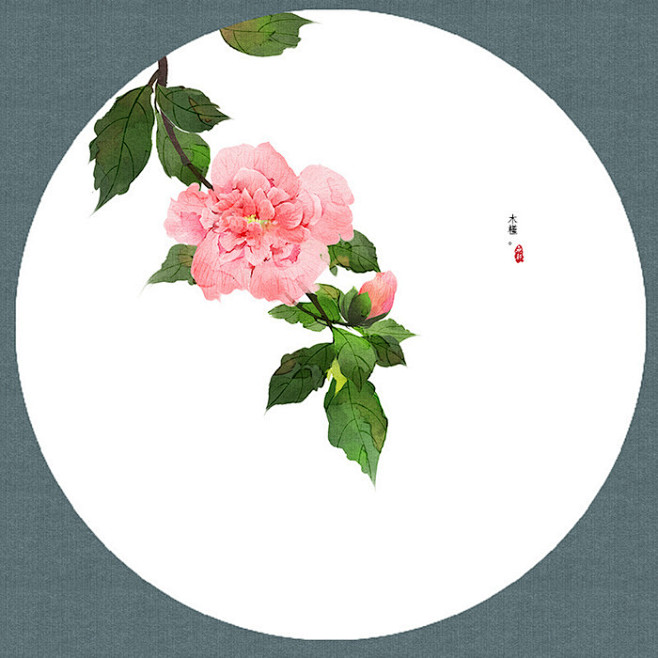 花草水墨封面淡雅唯美插画古风