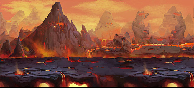 原画背景火山岩浆火山系列