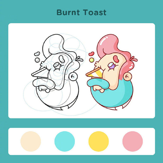 黑幽默和童趣配色交织的可爱插画