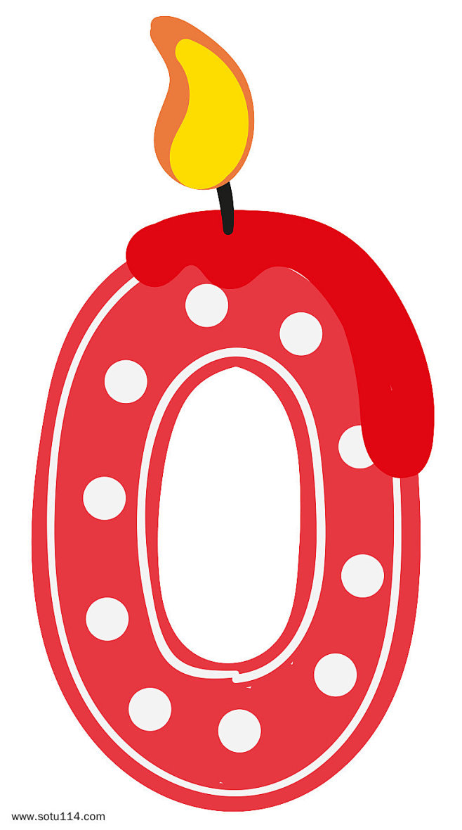 数字0卡通生日蜡烛