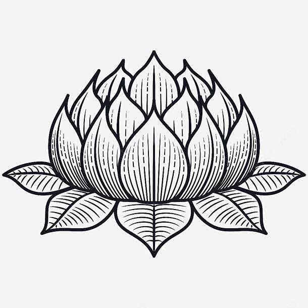 黑色手绘莲花图标免费下载页面网页平面电商创意素材