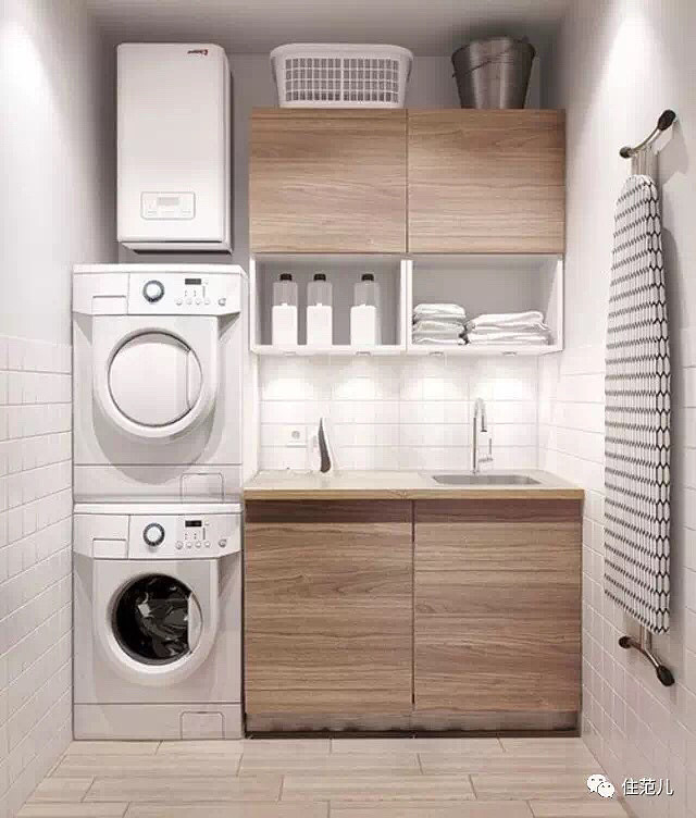 洗衣机&烘干机叠放  #洗衣房#