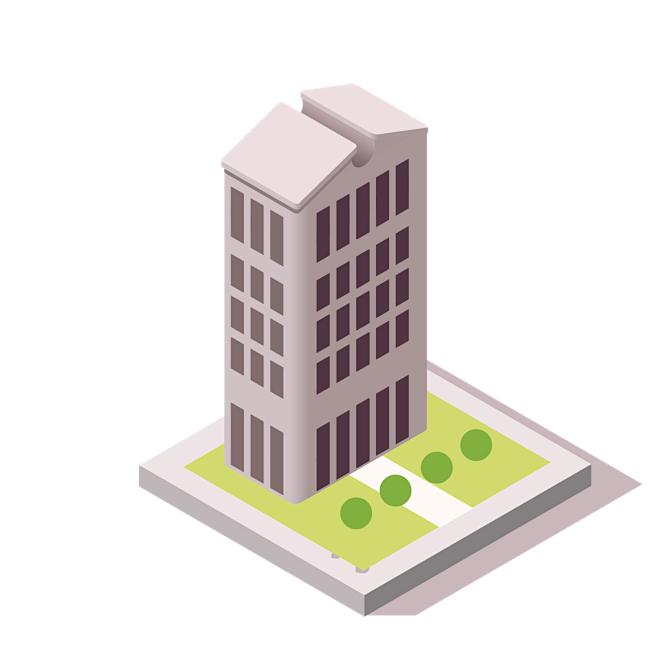 3d扁平化房屋3d城市图标立体3d建筑楼房小学生立体城市楼房城市3d图标