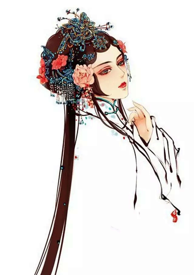 关于京剧的古风插画戏子入画一生天涯