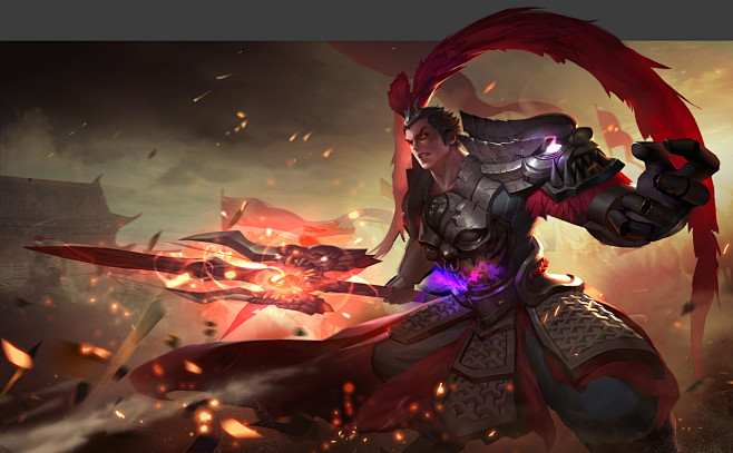 右上角点击高清图下载吕布2150款王者荣耀高清原画psd源文件素材下载