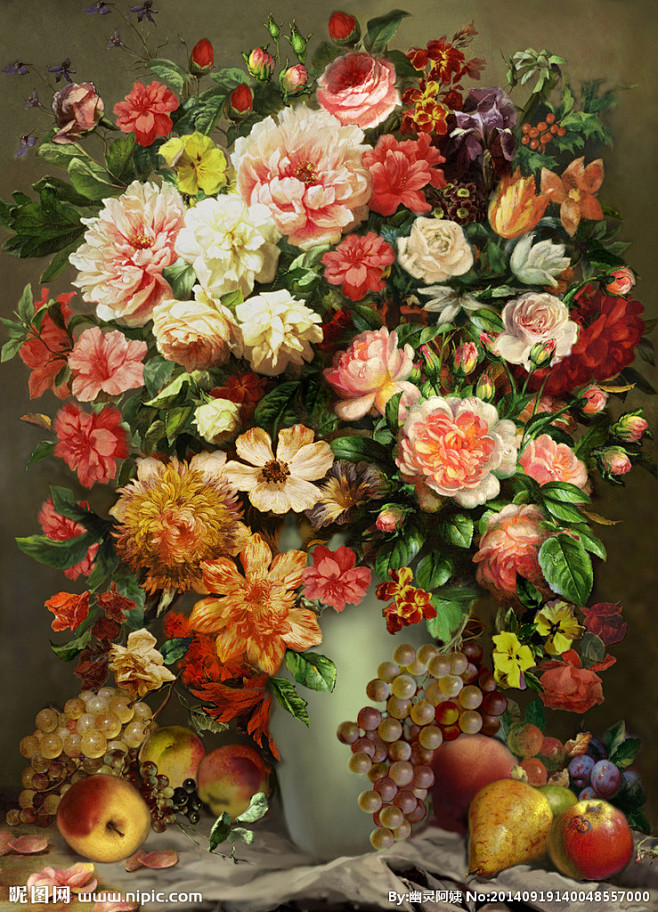 油画花瓶花卉欧式