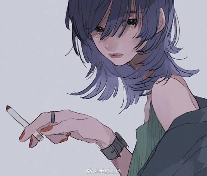 酷酷的高冷感女孩插画师tamimoon67676767