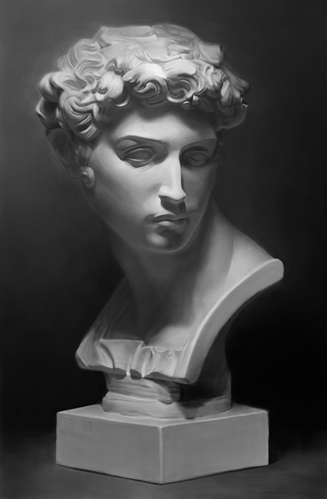 小卫石膏像练习使用软件photoshop影拓5手绘板