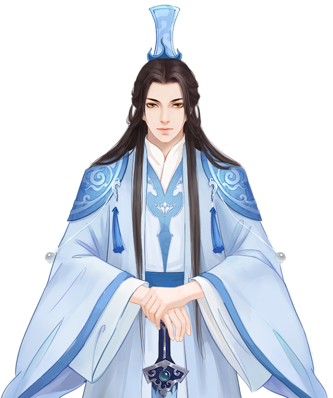 蓝衣握剑男子古风