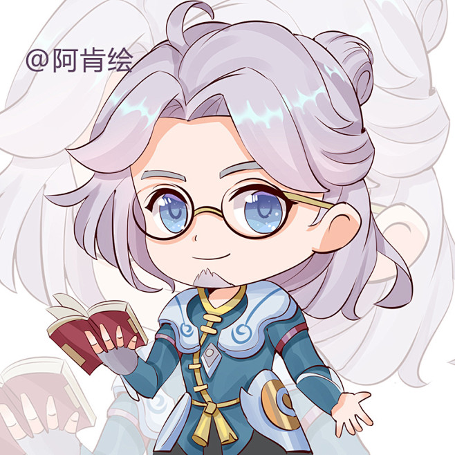 阿肯绘王者荣耀q版漫画插画头像鲁班大师