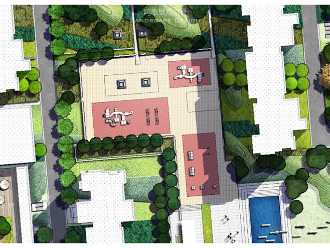 国际竞赛风格园林景观住宅公园psd彩色总平面效果图环艺毕设素材淘宝
