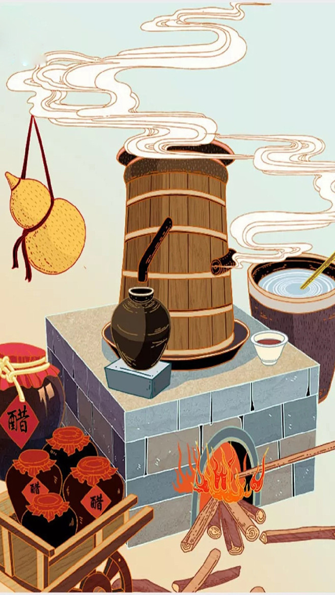 萌屁从奈奈生乃转采于2019-08-29 18:07:19中国美食——醋插画 (涂鸦