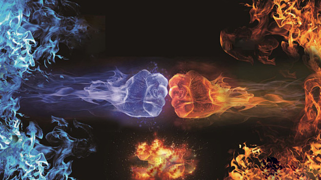 双拳pk##红蓝拳头##拳头素材##火.