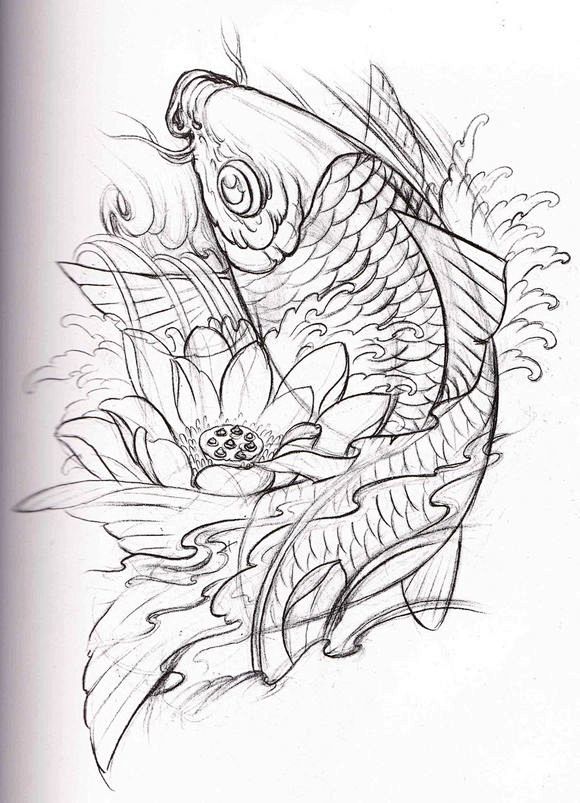 鱼纹身手稿图案大全图片