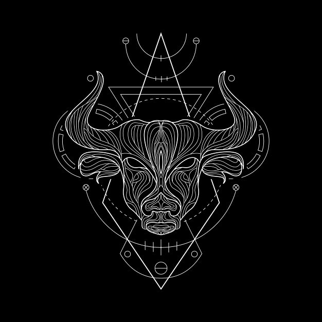 黄道十二宫金牛座的几何风格十二星座矢量图