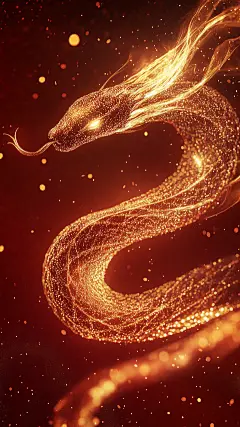 蛇年春节线条粒子光效生肖蛇背景